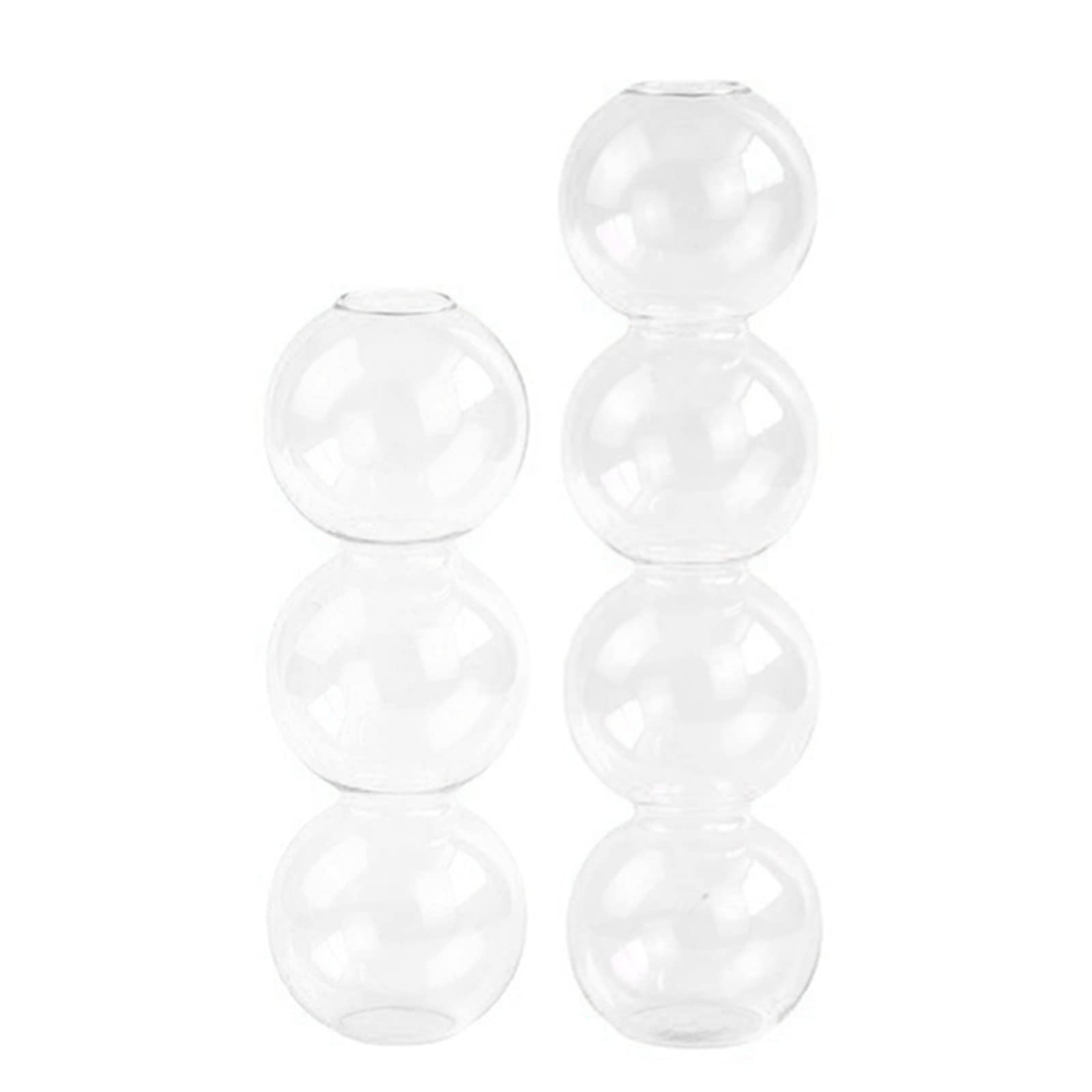 KWQBHW 2Pcs Clear Glass Bubble Vase Hydroponic Vase Modern Flower Vase 4 Ball Bud Vase Centerpiece Glass Vase Home Party Office Tabletop Decor