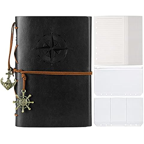 Diario de piel con espiral rellenable y bolsillos Cover