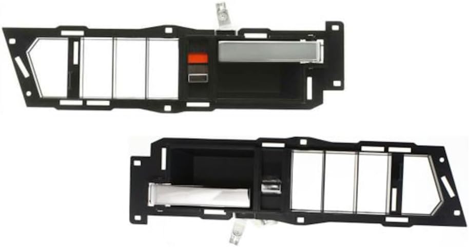 For Chevy C1500 Suburban 1992 1993 1994 Interior Door Handle Driver and Passenger Side | Pair | Front | Base/Silverado | w/Door Lock Button | Black Bezel w/Chrome Lever | GM1352105, GM1353105
