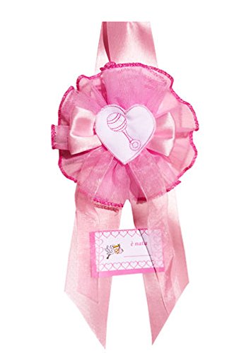 Fiocco Nascita Rosa Sopra culla Cuore Biberon con