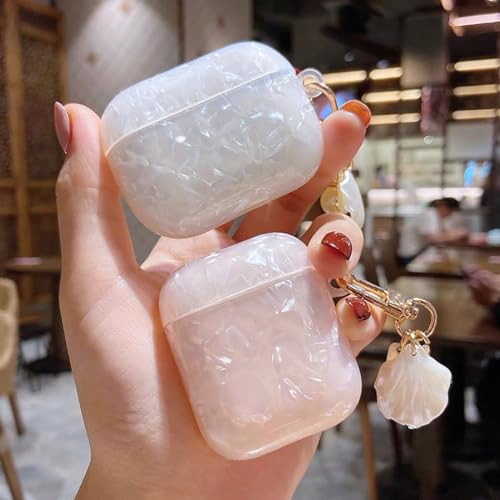 Image of OTOPO for Cute Airpods 2nd /1st Generation Case Girl Women with Cleaner Kit, Glitter Shell Pattern Apple iPods 2 /1 Gen Protective Cover Skin with Pearl Shell Keychain, Pink