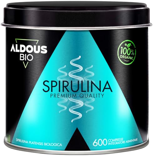 Spirulina Bio - 600 Compresse - Alto Dossagio 3000mg per +3 Mesi - Alga Spirulina Bio Pura 100% Naturale - Ricca di Ficocianina, Proteine, Vitamine e Minerali - Detox, Difese Immunitarie - Vegan