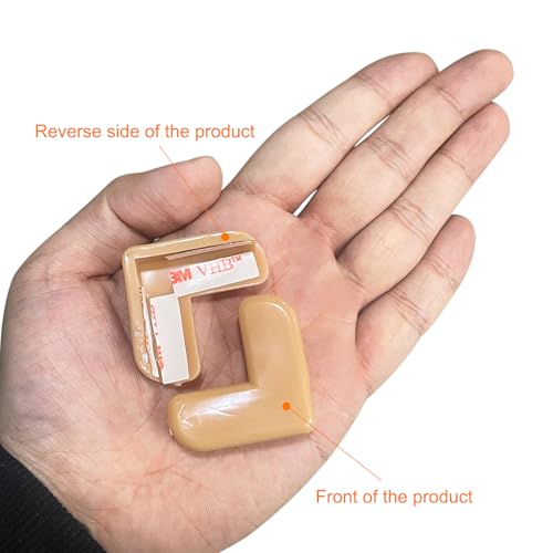 Image of uxcell Corner Protectors, 16 Pcs Table Corner Protectors, Furniture Corner Guard and Edges Safety Bumpers for Table Edges and Sharp Corners (L-Shaped, Brown)