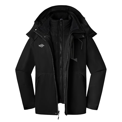 wantdo Men's Windproof 3 in 1 Skiing Jacket Waterp