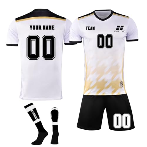 Camiseta de fútbol personalizada para hombre, número de nombre personalizado, camiseta de fútbol y pantalón corto para niños y adultos, 1-blanco, 28