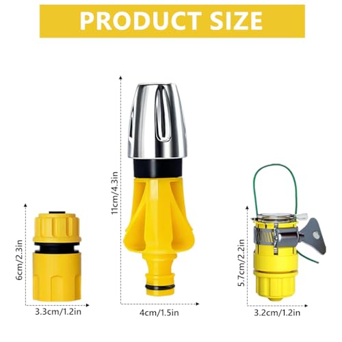 Image of HASTHIP 3Pcs Water Sprayer Gun Accessories Kit, High Pressure Spray Nozzle with 3 Modes, Quick Connect Hose Adapter, Faucet Adapter, for Car Washing, Lawn Watering, Irrigation