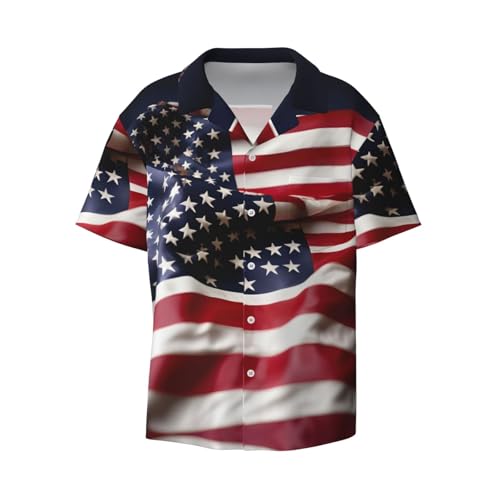 Chemise drapeau américain homme manches courtes coupe classique anti-engonssement