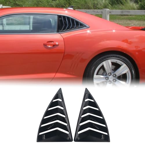 Image of Kurtz Rear Side Window Louvers for Chevy Camaro 2010 2011 2012 2013 2014 2015 Triangular Window Glass Blinds Air Vent Scoop Shades Cover Blinds Trim Sport Exterior Accessories ABS Bright Black 2PCS