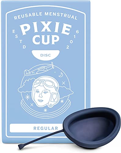 Pixie Menstrual Disc - Ranked 1 for Most Comfortable Reusable Period Disc - Removable Stem - Wear for 12 Hours - Medical-Grade Silicone - Tampon, Pad, & Cup Alternative - Capacity of 6 Tampons (Large)