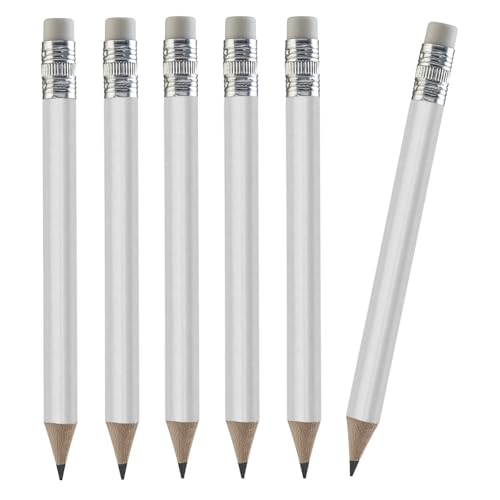 Th Golf 100Pcs Golf Pencils, 4 Inch Mini Half Pencils With Eraser Sharpened Wood Mini Round For Schools Wedding Toddlers Home Corporate Multiple Colours (White)
