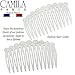 Camila Paris CP2900/2 French Hair Side Comb Small Rounded, White French Twist Hair Combs Decorative, Strong Hold Hair Clips for Women Bun Chignon Up-Do Styling Girls Hair Accessories, Made in France