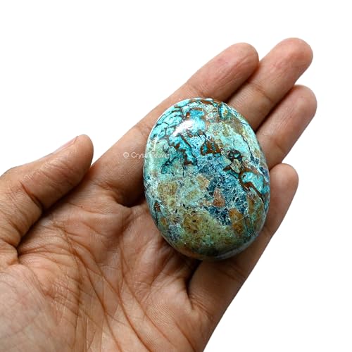 Image of Crystal Heaven Chrysocolla Palm Pebbles Stones For Anxiety Stress Relief Massage-Aaa Grade Original Healing Gemstone Agate Palm Stone For Yoga Meditation Spiritual Reiki Feng Shui