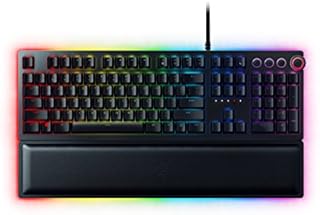 Razer Huntsman Elite Gaming Keyboard - [Matte Black]: Opto-Mechanical Purple Key Switches - Instant Actuation - Chroma RGB Lighting - Magnetic Plush Wrist Rest - Dedicated Media Keys & Dial