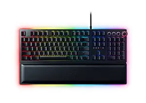 Razer Wired Huntsman Elite Gaming Keyboard: Fastest Keyboard Switches Ever - Linear Optical Switches - Chroma RGB Lighting - Magnetic Plush Wrist Rest - Dedicated Media Keys & Dial - Classic Black