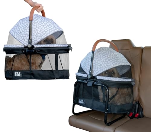 Pet Gear No-Zip View 360 Pet Carrier & Car Seat with Booster Seat Frame for Small Dogs & Cats, Mesh Ventilation, Push Button Entry, No Tools Required, Cloud Grey