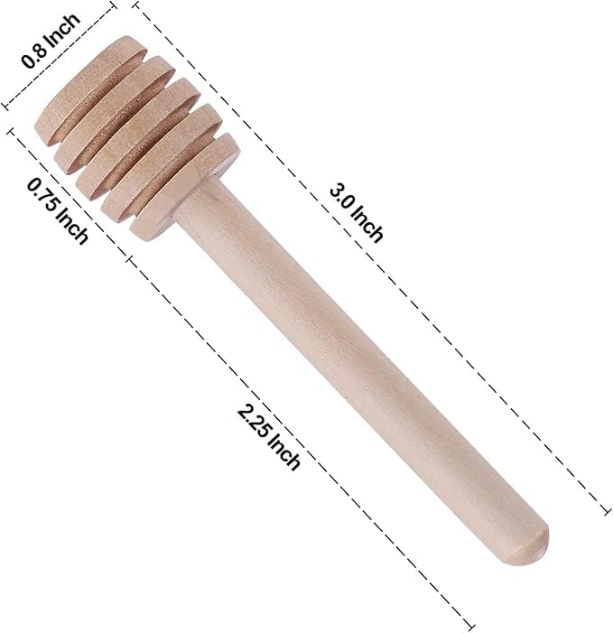 ZAEGO 3 inch Wooden Honey Dipper Stick Individually Wrapped Premium Handcrafted Long Wood Dippers, Perfect for Jar, Wedding, Shower Party Favors Drizzling Stirring Serving. 2