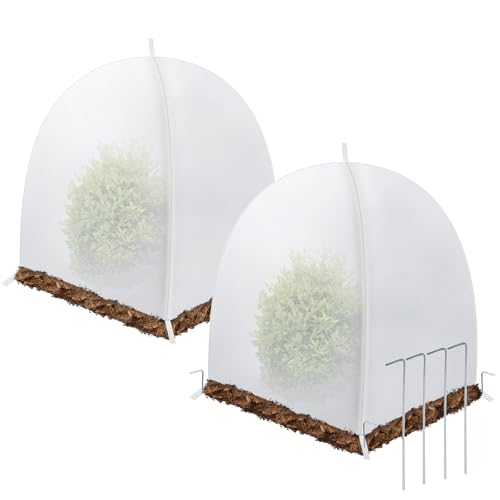 2 Pcs Winter Plant Covers with Stakes, Frost Protection Tent