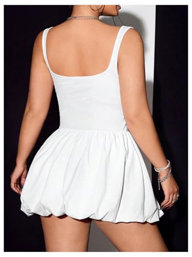 Image of SOLY HUX Women's Plus Size Square Neck Sleeveless A Line Bubble Dress Y2k Mini Dresses