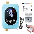 Tankless Water Heater Electric, 110V 3000W Instant Hot Water Heater with Touch Screen & Remote Control, Under Sink for Kitchen/RV/Small Apartment, US Plug Includes - Blue