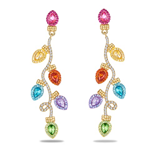 Lilie&White Colorful Christmas Light Bulb Earrings For Women Christmas Earrings Christmas Snowflake Bowknot Ginger Bread Dangle Earrings Cute Xmas Light Jewelry #TOP16