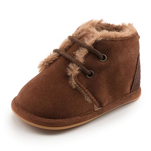 Zoolar Baby Warm Booties Newborn Boy Girl Boots Cozy Fur Shoes Lace Up Toddler Booties First Walker Winter Crib Boots