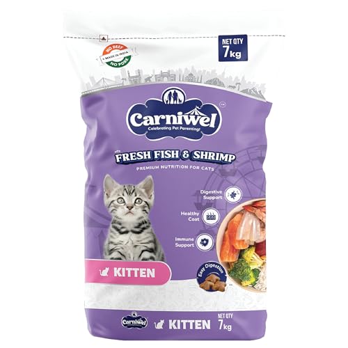 Image of Carniwel Fresh Fish & Shrimp Kitten Dry Cat Food 7 kg | Fresh & Natural Ingredients | Highly Palatable | Supports Healthy Skin & Glossy Coat | Premium Nutrition