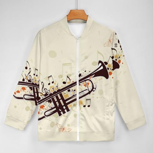 Trumpet And Notes Men's Bomber Jacket Lightweight Windbreaker Casual Coat Pocket Spring Fall3