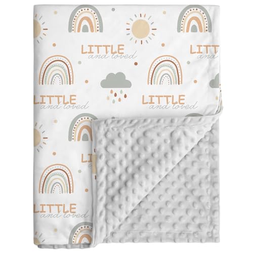CIVARUA KIDS Baby Blankets for Unisex Boys Girls - Super Soft Clouds Rainbow Nursery Minky Blankets, 30 x 40 Inch Dotted Fleece Backing, Printed Bed...