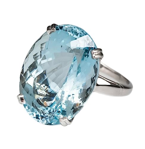 Fashion Women 925 Silver Large Oval Cut Aquamarine Gemstone Ring Engagement Wedding Jewelry Sapphire Topaz Women Ring