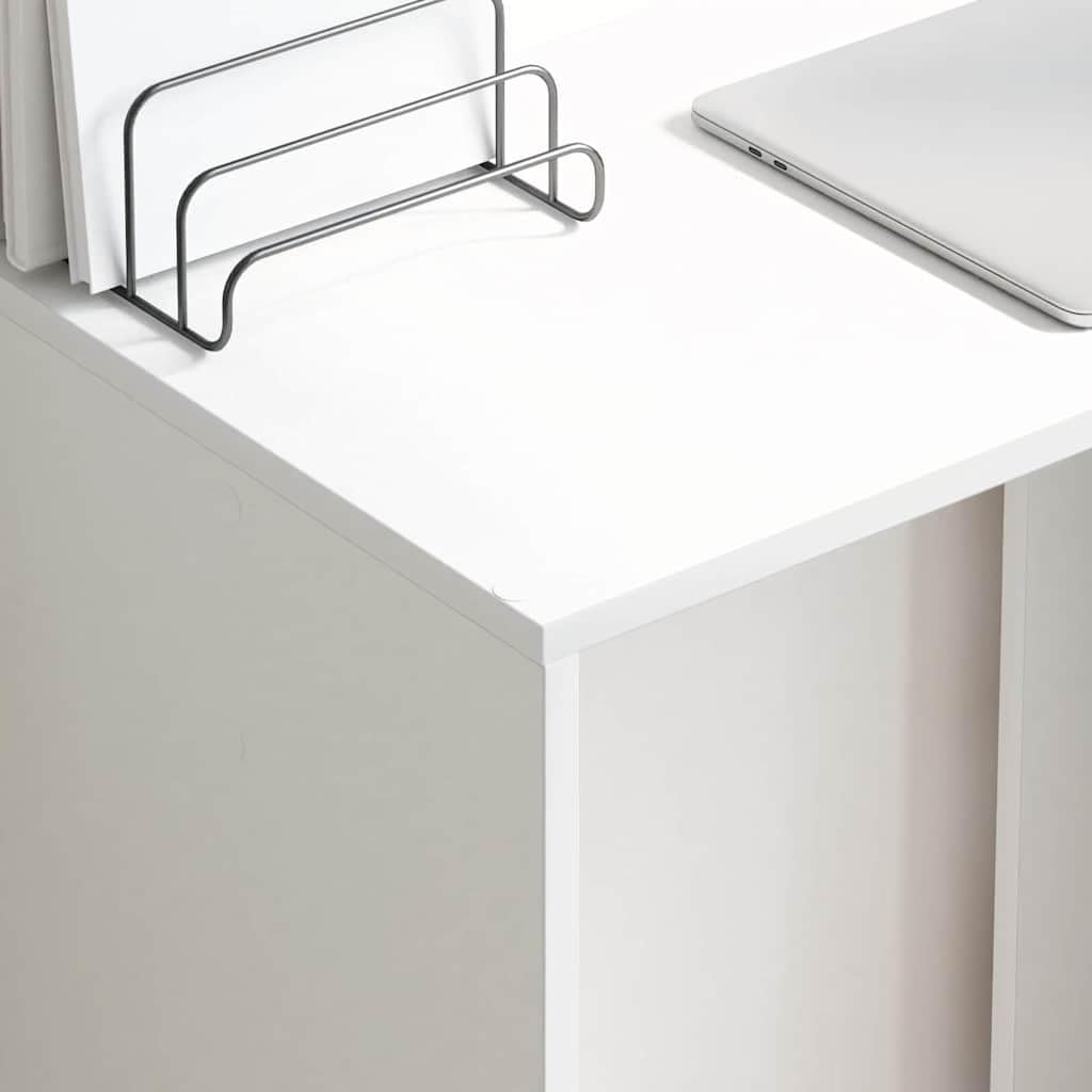Nowoczesne biurko z regałem, białe, 78,5 x 37 x 154,5 cm, z materiału drewnopochodnego, idealne do domowego biura, gabinetu i małych pomieszczeń, praktyczne miejsce pracy komputerowej