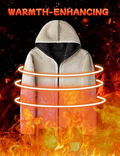 Flygo Men's Sherpa Hoodie Jacket Fleece Lined Zip Up Warm Hoodies Sweatshirt Winter Zipper Sweater Hooded Coat2