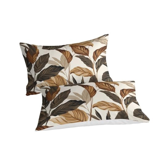 Housse de couette 140x200cm imprimé feuilles en microfibre douce avec taie d'oreiller - 3