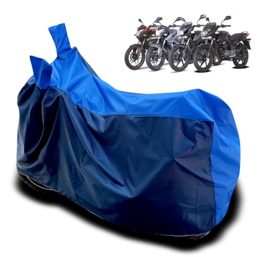 Bike Cover Dustproof UV Protection Bike Body Cover for All Two Wheeler Bikes Upto Pulsar 125cc Size and Similar Vehicles (Strip Blue)