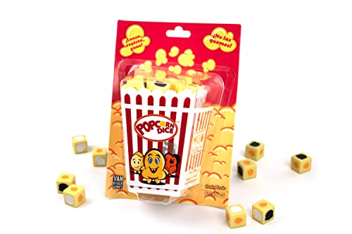 Popcorn Dice, Juego de Mesa, 2-6 Jugadores, Familiar, Party, con Amigos, Dados, Palomitas, Tentar a la Suerte, Idioma Español, Edad +6 Años
