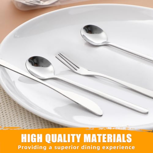 Image of 8 Pack Stainless Steel Snack Container with Lids, 4 Compartment Leakproof Bento Boxes, Reusable Metal Lunch Box & 8 Sets Portable Travel Utensil Flatware Set for Office, Travel