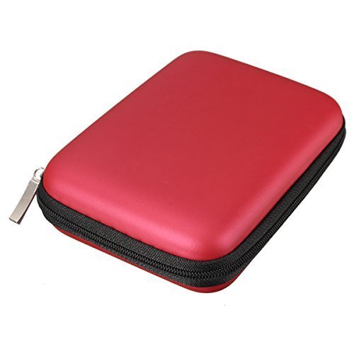 Etui Sac Housse Case Antichoc Zippé pour disque durs externes 2,5 pouces - Rouge