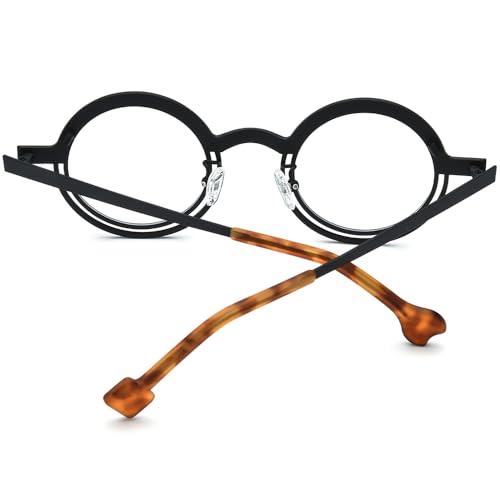 Image of FONEX Colorful Pure Titanium Glasses Frame Women Retro Round Eyeglasses