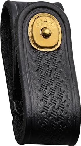 JAY-PEE Tactical Basketweave Leather Handcuff Strap Holder with Brass Safety Snap Closure Single Snap Slide-On fits 2.25 in Duty Belts