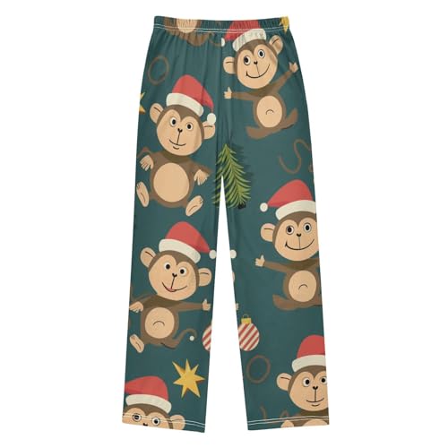 ZZXXB Monkey Xmas Tree Boys Long Pants Soft Trousers Elastic Waist Kids Lounge Bottoms with Pockets S-XL2