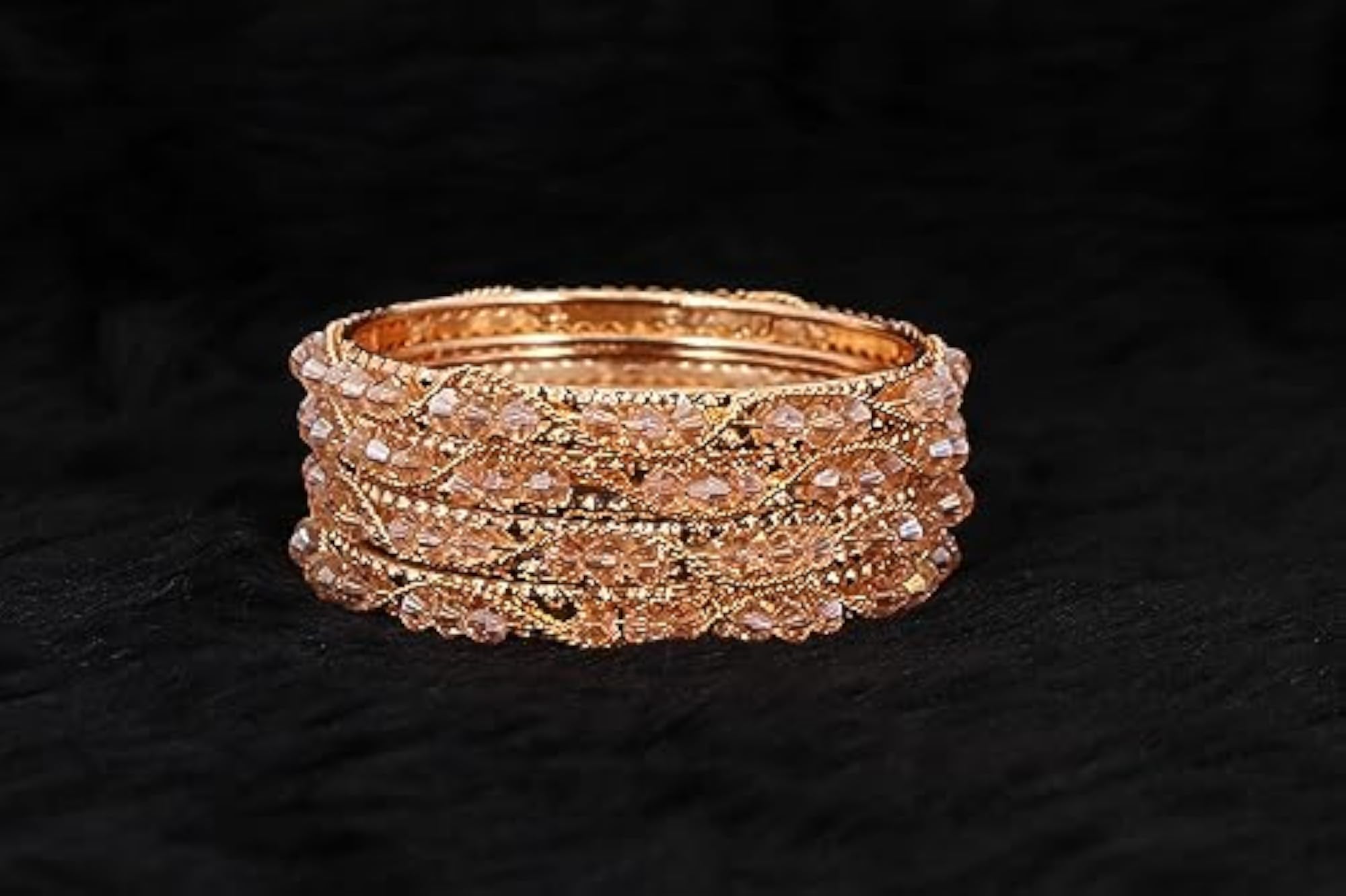 Alloy Metal Bangles Set with Pearls and Chain Bracelet