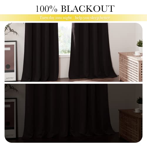 Image of NICETOWN High-End Thermal Curtains, Full Blackout Cold Reducing Curtains 84 Inches Long for Dining Room, Soundproof Window Treatment Drapes for Living Room, Coffee Brown, 42 inch Wide Per Panel, 2 Panels