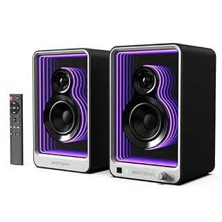 BESTISAN 50W*2 Active Bookshelf Speakers with Dynamic Light Effect, 3″ Bass Computer Speakers with ARC/Optical/RCA/BT 5.2/USB/SUB Out Input for Turntable, PC, TV and Phone. - Les Beatles, Paul McCartney, John Lennon, RIngo Starr, George Harrison