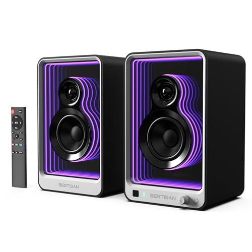 BESTISAN 50W*2 Active Bookshelf Speakers with...