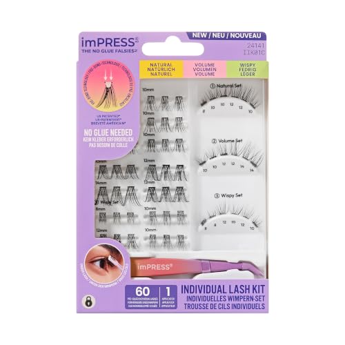 KISS imPRESS Kit 60 selbstklebende Wimperncluster Einzelwimpern-Set
