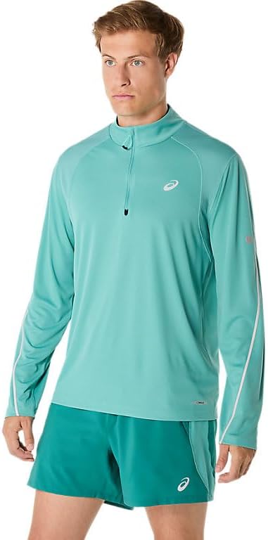 ASICS Men's ROAD LITE SHOW 1/2 ZIP TOP Running Apparel, M, LIGHT TEAL