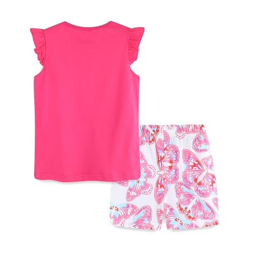 Image of Girls Shorts Set Outfits for Toddler Girls T-shirts Clothing Sets Kids Summer Graphic Cotton Tops Tees 3-7 Years