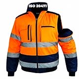 VENTUX SAFETY EQUIPMENT Giacca ad Alta Visibilità Softshell Imbottita con Catarifrangenti, Anti-Pioggia, Arancione/Blu Navy (IT, Testo, XL, Regular, Regular, Standard, Arancione/Blue Navy)