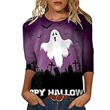 Langarmshirt Damen Gelb, Damen Halloween Langarm Sweatshirt Kürbisdruck Sweatshirts Oversized Kürbis-Smiley Print Pullover Tops Kapuzenpullover Hoodie Farbblock Langarmshirt Oberteile für Herbst