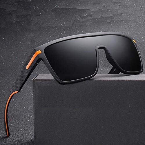TR90 sunglasses personality big frame sunglasses men TAC1.1 trend driving polarized sunglasses (Gray & orange)