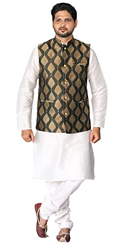 Image of Men's Silk Kurta Pajama Jacket /Waistcoat /Blazer Set